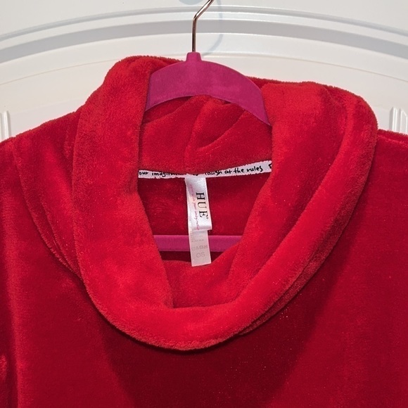 Soft cozy oversized plush red cowl neck loungewear sweatshirt fleece XL/1X - Picture 6 of 13